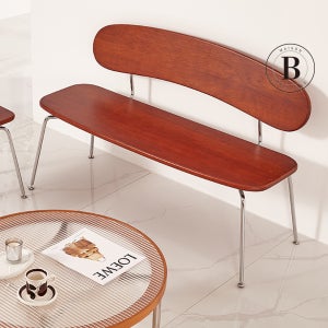 모던 인테리어 원목 스테인레스 등받이 벤치 소파 MJB S-118