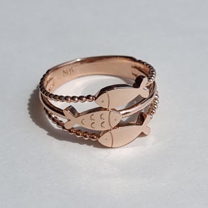 행운 가득 물고기 세마리 반지 18k