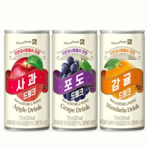 자연과사람들이 만든 사과 포도 제주감귤 드링크 175ml 각10캔 30캔 과즙음료