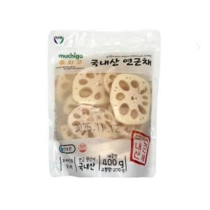 무농약 국산 삶은 연근채 400g 국내산 데친 자숙 연근 슬라이스 나물