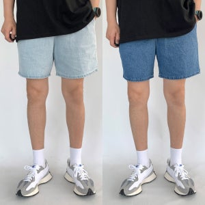 남자 3부 청바지 청반바지 밴딩 데님 빅사이즈 연청 진청 흑청