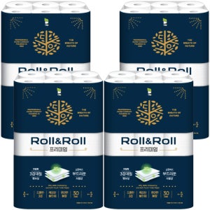 롤앤롤 프리미엄 화장지 3겹 30m 30롤 4팩 120롤
