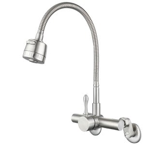 벽붙이 싱크대수전 스테인리스 벽붙이 씽크대 수도꼭지 TF01