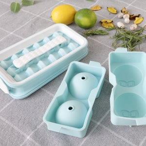 접이식 실리콘 원형 얼음틀 아이스 왕볼 얼음 메이커 동그란 캠핑 얼음통 2구 라이프미