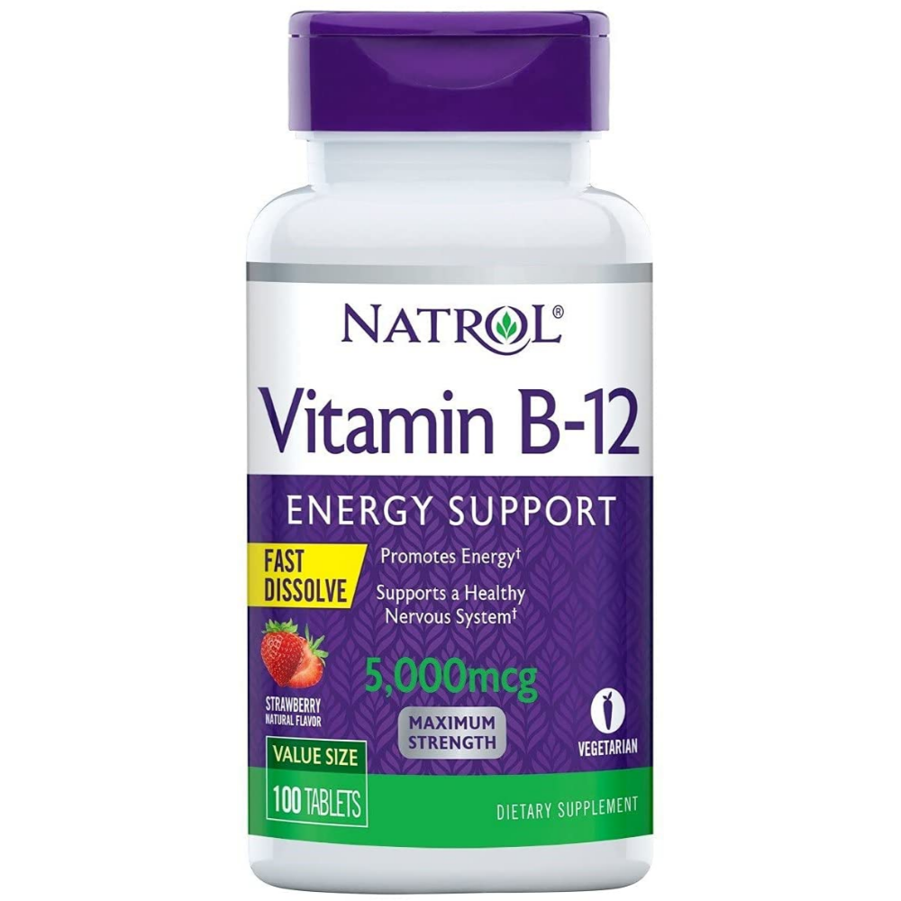 <b>나트롤 비타민B12</b> 빠른 용해 맥시멈 스트렝스 딸기 5000mcg 100정