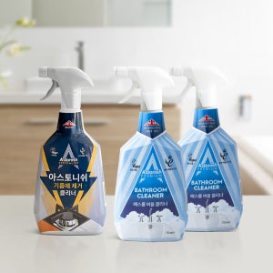 [본사] 아스토니쉬 배스룸클리너 750ml 2개+기름때클리너 750ml 1개 수전 후드 다용도 세제
