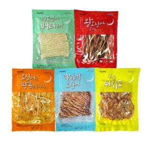 더먹다 자연오감 맥주 건어물 안주 5종 세트 오땅 구운쥐치포 왕오징어 해오징어 오징어 간식