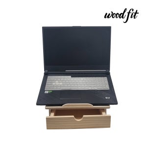 우드핏 자작나무 원목노트북 거치대 서랍형 원목받침대