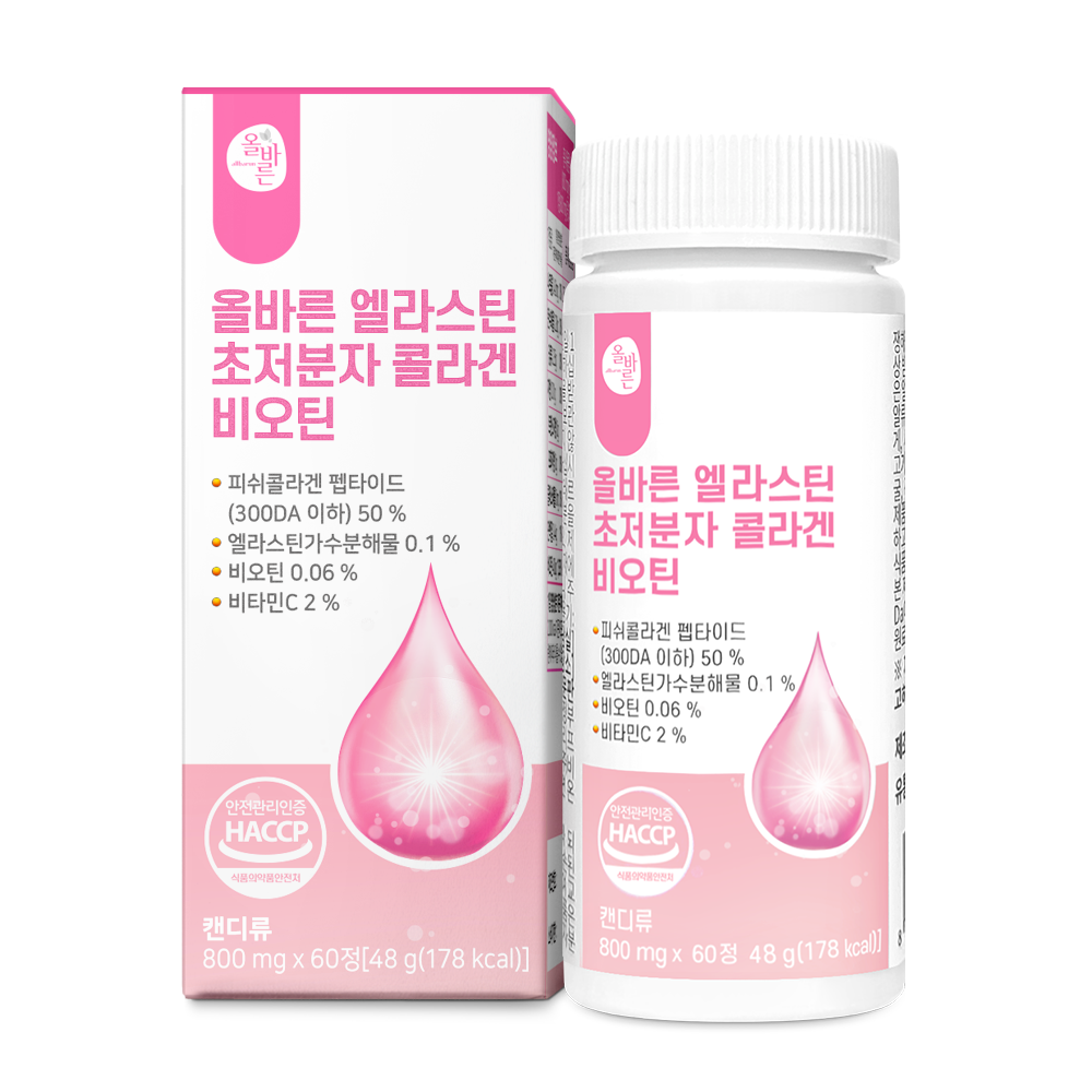 올바른 엘라스틴 초저분자 콜라겐 비오틴 60정, 1개