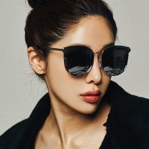 빅사이즈 라운드형 캣츠아이 편광 컬러 미러 여성선글라스