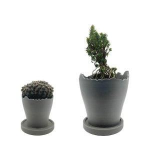 [KARIN] PLASTIC POT CLIFF WITH PLATE - GRAY / SBTCH / 카린