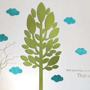 내방꾸미기 우드스티커 구름나무 색상입력형 데코스티커