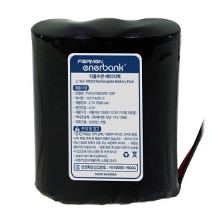 리튬이온 3.6V 7800mAh 페어맨 에너뱅크 18650 배터리팩 KC 안전 인증 제품 배터리 (F8 1S3P)