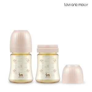 토비앤몰리 X 돗투돗 PPSU 아기 배앓이 방지 젖병 (젖꼭지 미포함) 180ml, 돗람이 핑크, 2개