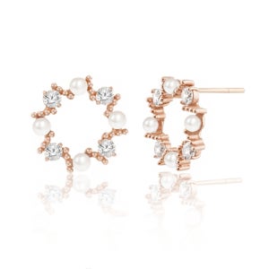 14K 메리 리스 진주 큐빅 귀걸이 침형 6월탄생석 딸 아내 생일 선물