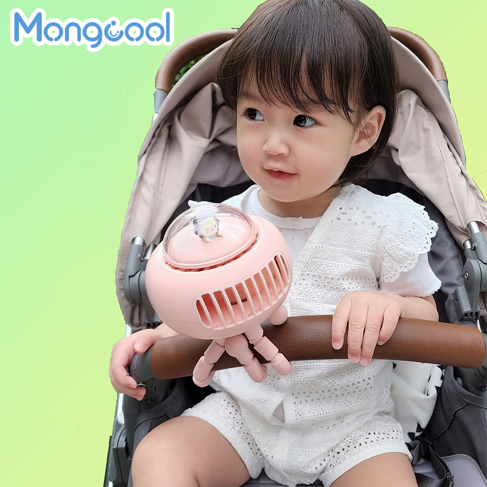 몽쿨(Mongcool) 유모차 선풍기 휴대용 문어발 집게 아기 악세사리 거치대  화이트+화이트  2개