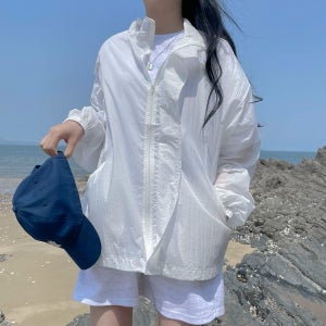 (남녀공용/빅사이즈) 비치 얇은 바람막이 여자 남자 경량 여름 아우터