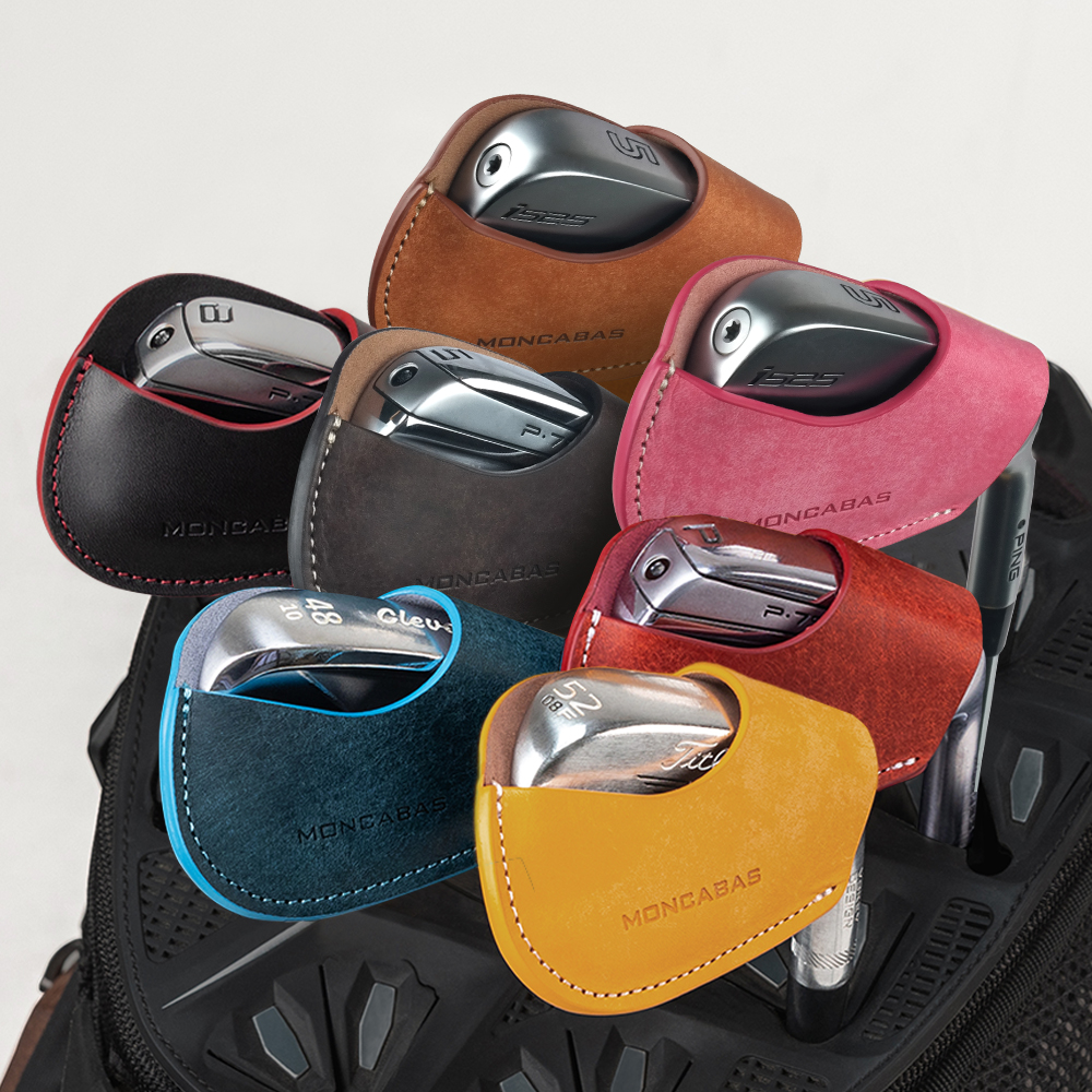몽카바 프리미엄 가죽 자석 골프채 골프헤드커버 아이언커버 세트 7개