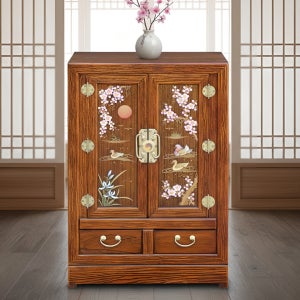 가온공방 원목 제기함 600 상감 2단 수납장 전통 고가구 제기보관함