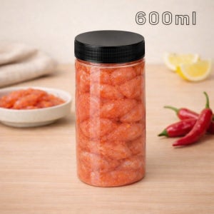실속올담 스크류캡 소분용기 젓갈 반찬 요거트 냉장고정리통 600ml, 검정캡, 200개