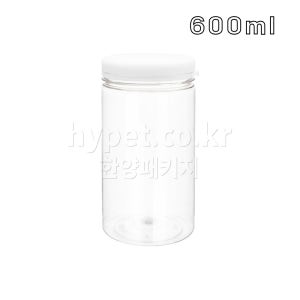 실속올담 핸들브릿캡 페트병 간식 반찬 젓갈 포장용기 600ml, 투명캡, 200개