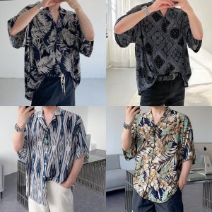 오버핏 하와이안 남자 여름 반팔 셔츠 (4종류)