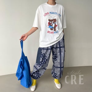 [스타일 끄레] 시원하고 부드러운 벤티 썸머 곰 커플 캐릭터 반팔티