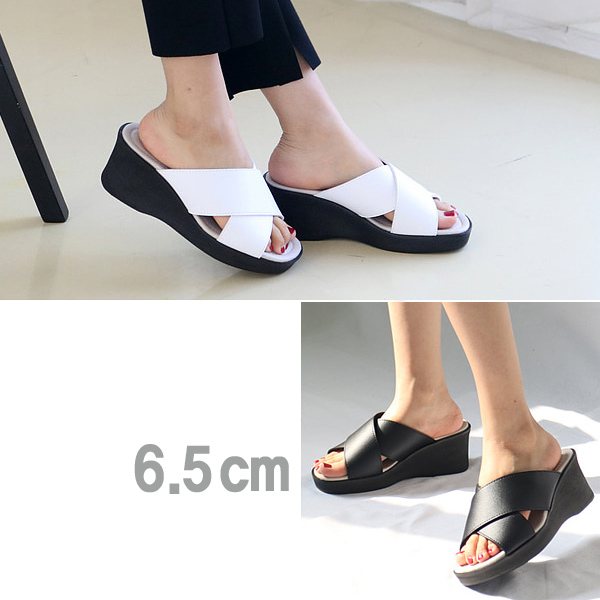 여성 통굽슬리퍼 가보시 웨지힐 샌들 뮬