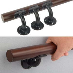 노인 장애인 안전손잡이 원목핸드레일세트 월넛35 BK 1200mm