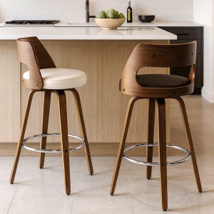 찰리 아일랜드 높은 바텐 가죽 원목 회전 홈바 의자 63cm