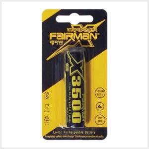 리튬이온 3.6V 3450mAh 페어맨 18650 배터리팩 KC 안전 인증 제품 배터리 (X3500)