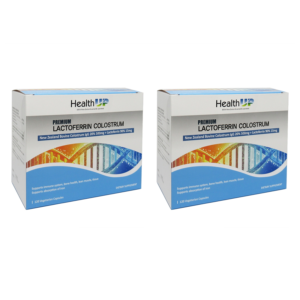 HealthUp 헬스업 뉴질랜드 <b>프리미엄</b> 락토페린 콜로스트롬 Premium Lactoferrin Colostrum 120베지캡슐 2팩