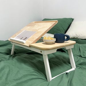 반디즈 접이식 원목 베드 테이블 미니 거실 좌식 다용도 트레이 침대 책상 태블릿 휴대폰 노트북 책상 독서대