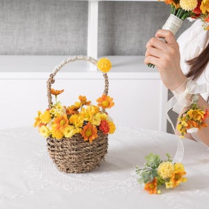 메리골드 조화 꽃 바구니 셀프웨딩 아가페 화동 set 24cm 인테리어 촬영 장식 소품 브라이덜샤워 파티