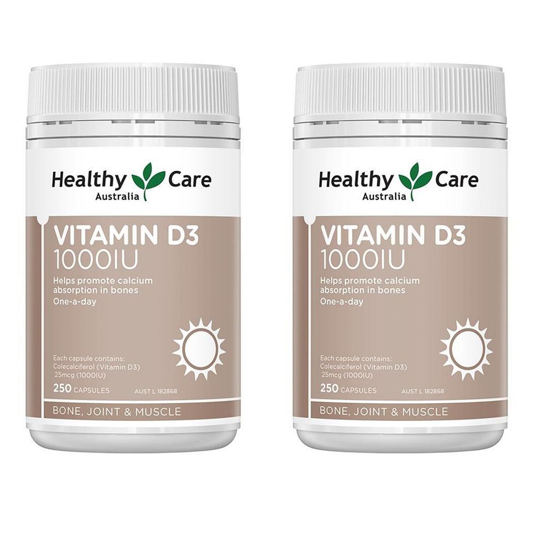 Healthy Care <b>Vitamin D</b>3 헬시 케어 호주 <b>비타민 D</b>3 1000IU 250정 2팩