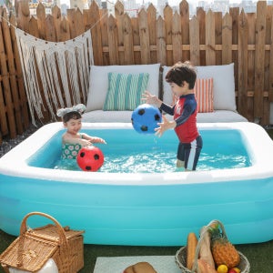 [풀장+에어펌프] 2.1M 대형 에어 풀장 베란다 아동 야외 사각 수영장 아기 볼 풀