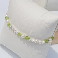 천연 원석 페리도트 팔찌 peridot 그린 원석 담수진주 팔찌