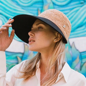 [화이트샌즈] 천연 라피아 와이드 린넨 캡 케일리 (4 colors)