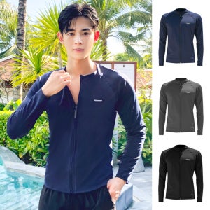 헤링본 남자 래쉬가드 집업 레귤러핏 수영복 비치웨어 상의 RF338M