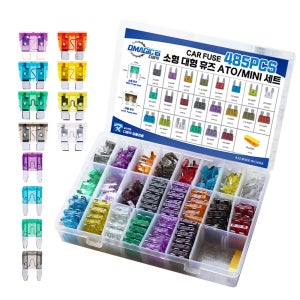 자동차 휴즈 퓨즈 485개모음 세트 ATO 대형 소형 미니 2A-35A 차량용 예비 비상