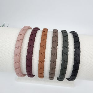 핸드메이드 가죽 레더 멀티플 랭 꼬임 머리띠 헤어밴드
