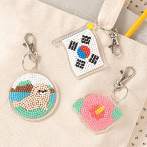 대한민국 보석십자수 키링 만들기 DIY 열쇠고리 가방걸이 컬러링 소품 패키지 행사 활동