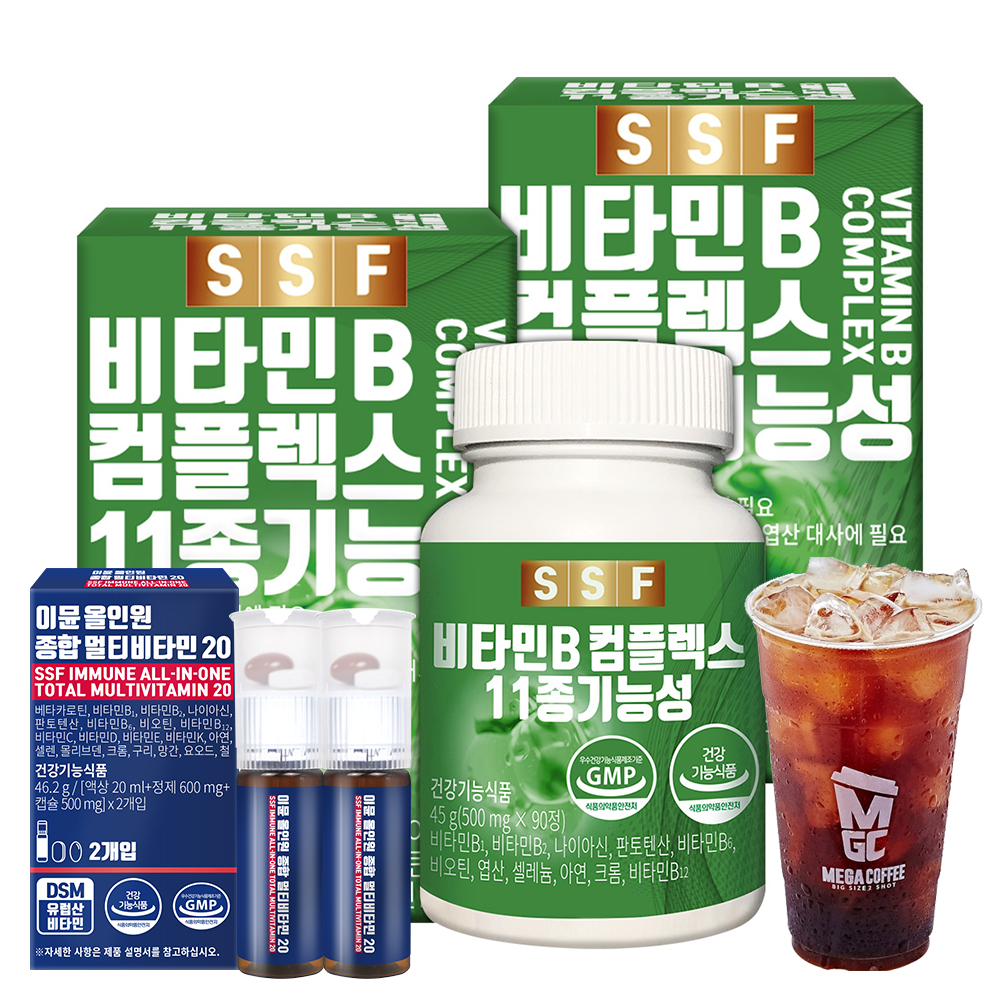 <b>비타민</b>B컴플렉스 2병 총 180정 6개월분 판토텐산 나이아신아마이드 순수식품