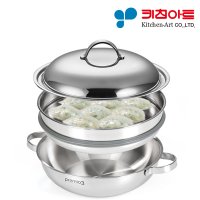 키친아트 국산 프리미오3 인덕션 전골 찜 냄비 찜기