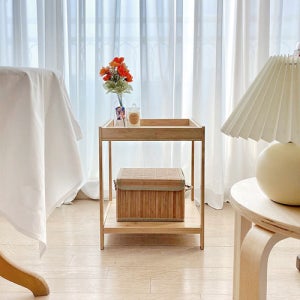 원목 다용도 안방 거실 조립 대나무 2단 선반 WFR126B 마켓비 이케아 JAWAL