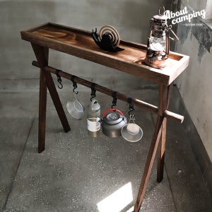 캠핑 우드 인디언 트레이 행어 쉘프 가죽고리 우드 행어