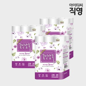 아이티씨 양면더블데코 3겹 꽃잎감촉 화장지(27m) 30롤X3팩(90롤)