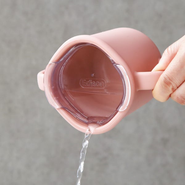 에디슨 어린이집 실리콘 트레이닝 컵 양손 유아 아기 핑크 150ml 물컵 뚜껑컵 연습