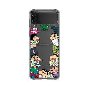 와글와글 장난감 짱구 와글와글 갤럭시 Z플립3 투명 하드 케이스