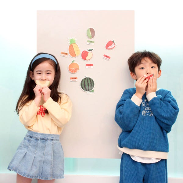 키ㄹㅜㅁ 키룸 아기 유아 자석 화이트보드 탈부착 자석칠판 실크벽지용 사각보드 450x600 아이보리